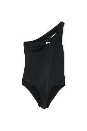 Black polyester swimsuit OFF WHITE KIDS | OGFA005S23JER0011001